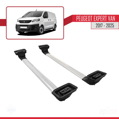 Compatible avec Peugeot Expert VAN 2017-2025 ACE-3 Barres de Toit Railing Porte-Bagages de Voiture Gris Aluminium 2 Barres
