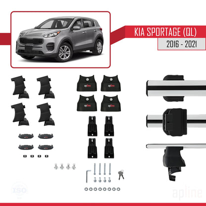 Kompatibel mit Kia Sportage (QL) 2016-2021 ACE-4 Relingträger Dachträger Auto Gepäckträger Grau Aluminium 2 Stangen