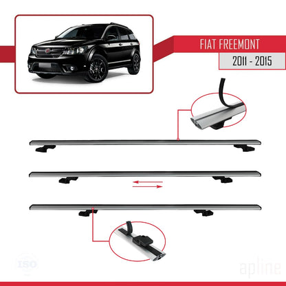Kompatibel mit Fiat Freemont 2011-2015 Basismodell Dachgepäckträger, graues Aluminium, 2 Stangen