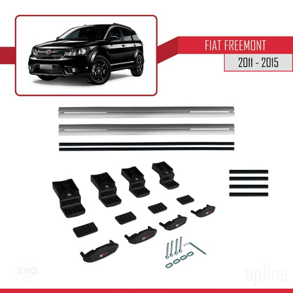 Kompatibel mit Fiat Freemont 2011-2015 Basismodell Dachgepäckträger, graues Aluminium, 2 Stangen