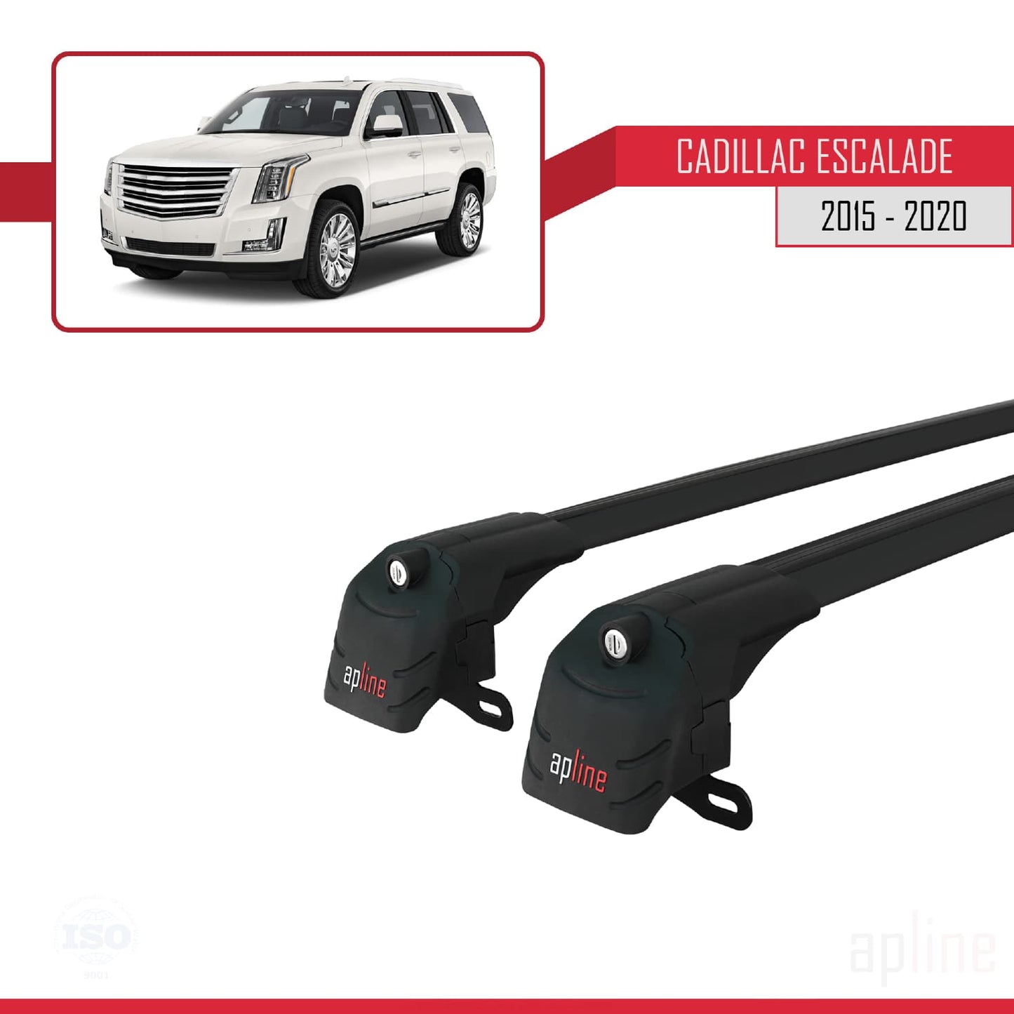 Kompatibel mit Cadillac Escalade 2015-2020 ACE-2 Dachgepäckträger, Gepäckträger, schwarzes Aluminium, 2 Stangen