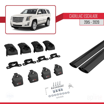 Kompatibel mit Cadillac Escalade 2015-2020 ACE-2 Dachgepäckträger, Gepäckträger, schwarzes Aluminium, 2 Stangen