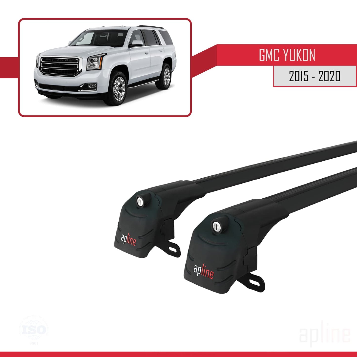 Kompatibel mit GMC Yukon 2015-2020 ACE-2 Dachreling Gepäckträger Schwarz Aluminium 2 Stangen