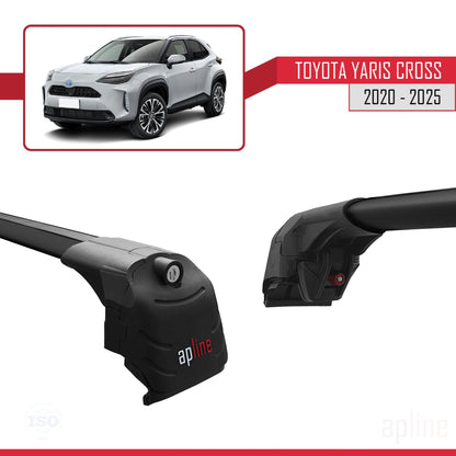 Compatible avec Toyota Yaris Cross 2020-2025 ACE-2 Barres de Toit Railing Porte-Bagages de Voiture Noir Aluminium 2 Barres