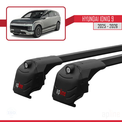 Compatible avec Hyundai Ioniq 9 2025-2026 ACE-2 Barres de Toit Railing Porte-Bagages de Voiture Noir Aluminium 2 Barres