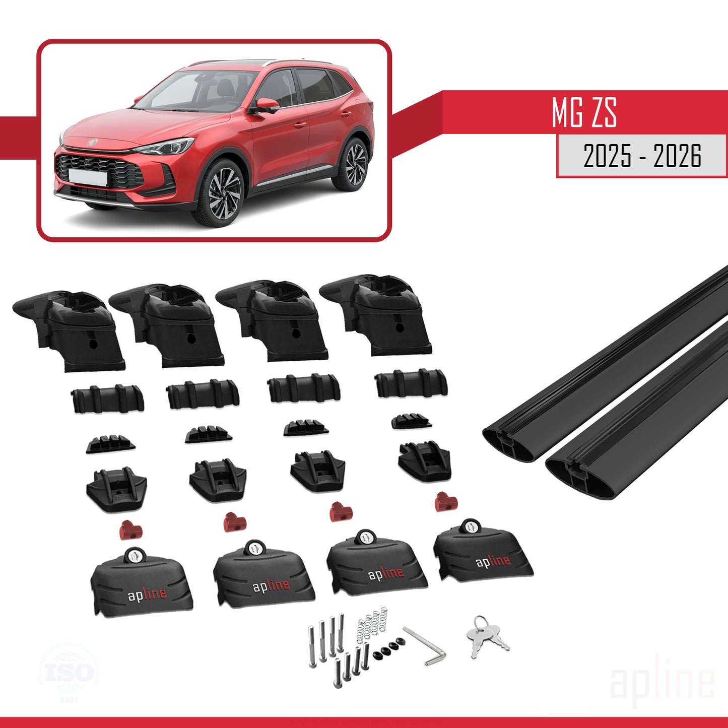 Compatible avec MG ZS 2025-2026 ACE-2 Barres de Toit Railing Porte-Bagages de Voiture Noir Aluminium 2 Barres