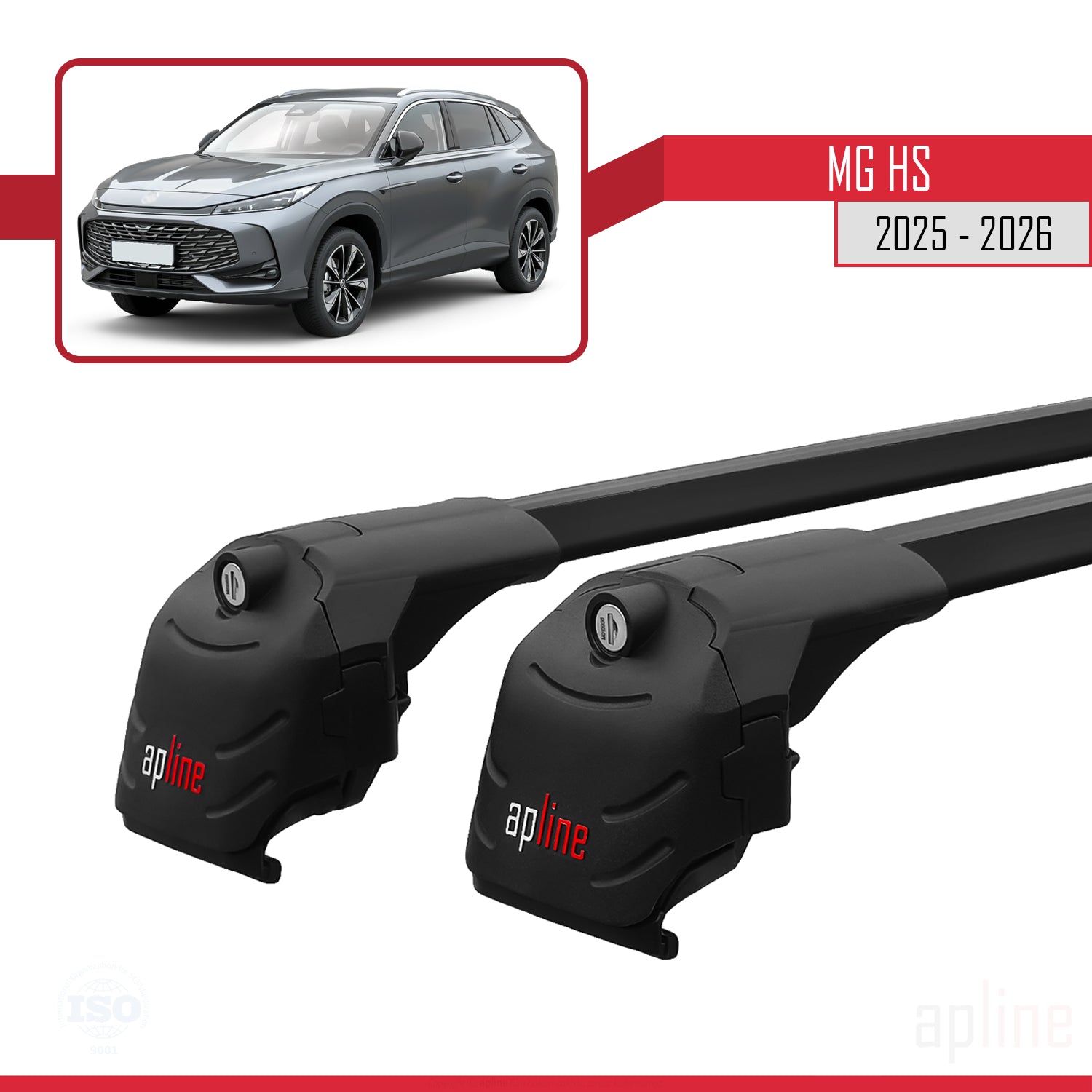 Compatible avec MG HS 2025-2026 ACE-2 Barres de Toit Railing Porte-Bagages de Voiture Noir Aluminium 2 Barres