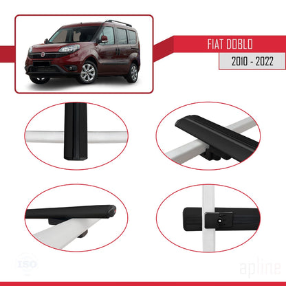Kompatibel mit Fiat Doblo 2 2010-2022 Basismodell Dachgepäckträger, schwarzes Aluminium, 3-teilig