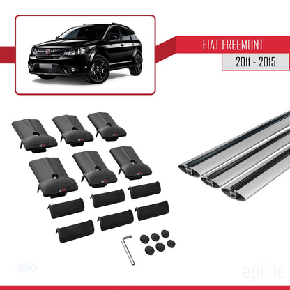 Compatible avec Fiat Freemont 2011-2015 FLY Model Barres de Toit Railing Porte-Bagages de Voiture Gris Aluminium 3 Barres