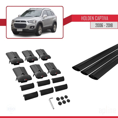 Kompatibel mit Holden Captiva 2006-2018 FLY Model Relingträger Dachträger Auto Gepäckträger Schwarz Aluminium 3 Stangen