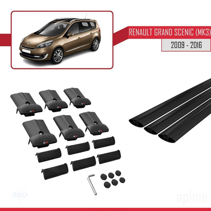 Kompatibel mit Renault Grand Scenic 3 2009-2016 FLY Model Relingträger Dachträger Auto Gepäckträger Schwarz Aluminium 3 Stangen
