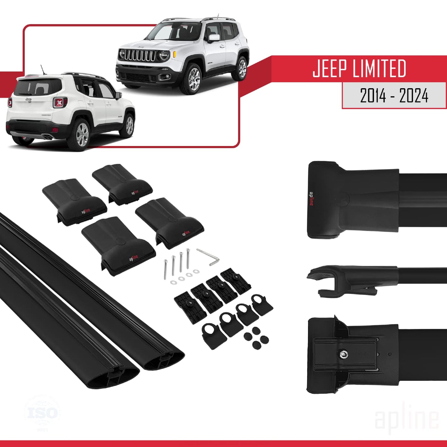 Kompatibel mit Jeep Limited 2014-2025 FLY Model Relingträger Dachträger Auto Gepäckträger Schwarz Aluminium 2 Stangen