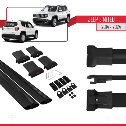 Kompatibel mit Jeep Limited 2014-2025 FLY Model Relingträger Dachträger Auto Gepäckträger Schwarz Aluminium 2 Stangen