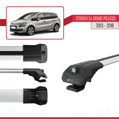 Kompatibel mit Citroen C4 Grand Picasso 2013-2018 ACE-1 Relingträger Dachträger Auto Gepäckträger Grau Aluminium 2 Stangen