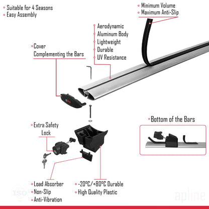 Compatible avec Porsche Macan (95B) 2014-2024 HOOK Model Barres de Toit Railing Porte-Bagages de Voiture Gris Aluminium 2 Barres