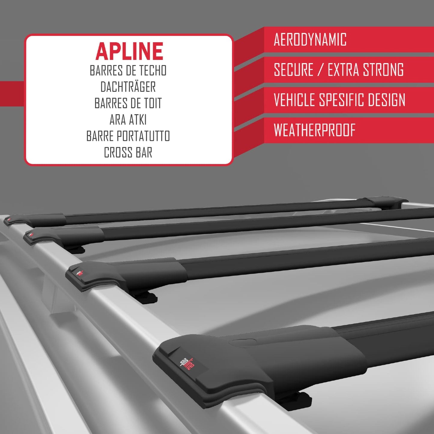 Compatible with Peugeot Expert 3 Traveller 2017-2025 FLY Model Car Roof Rack Cross Bar Black Aluminium 4 Bars
