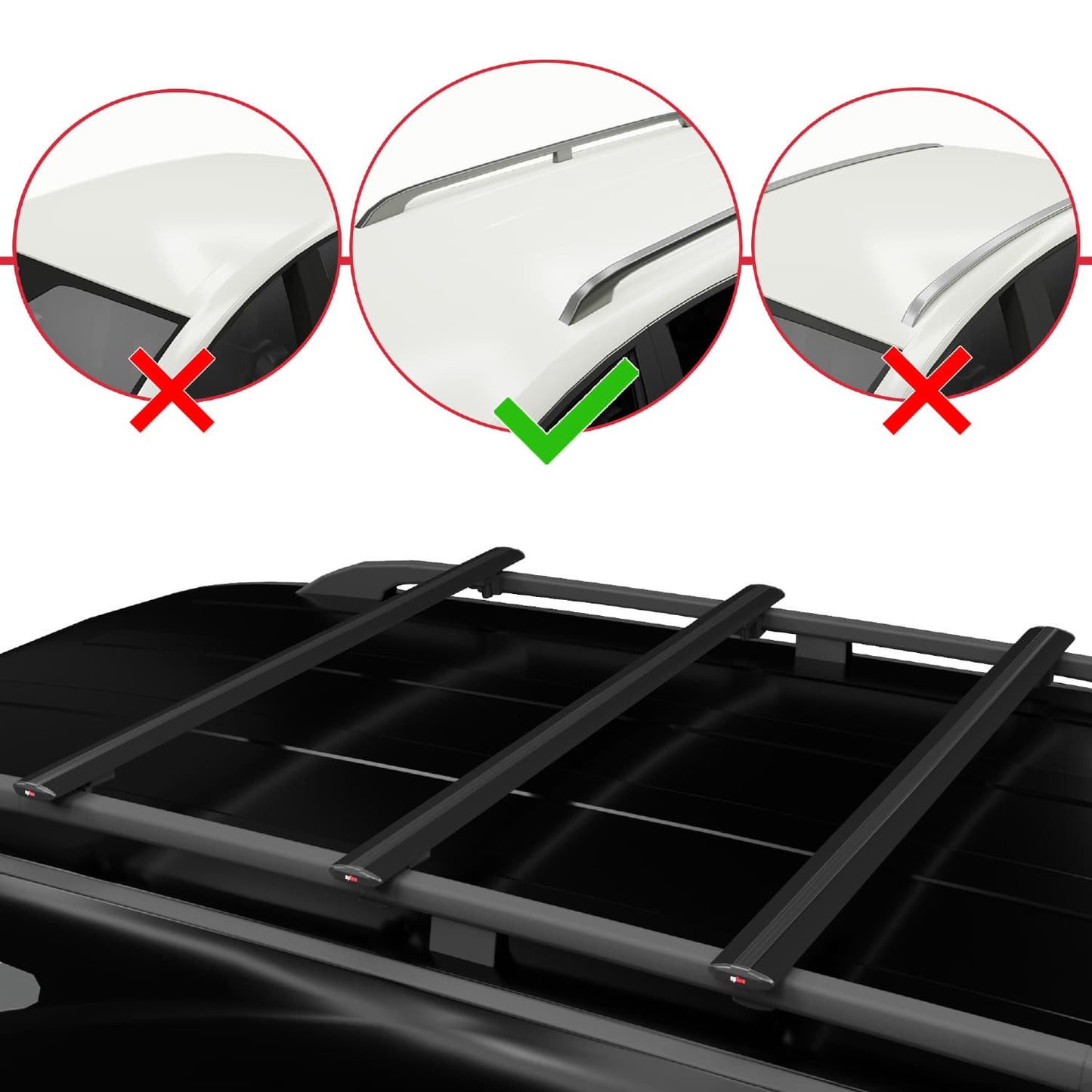 Kompatibel mit Mercedes GLK Klasse (X204) 2008-2015 BASIC Model Relingträger Dachträger Auto Gepäckträger Schwarz Aluminium 3 Stangen