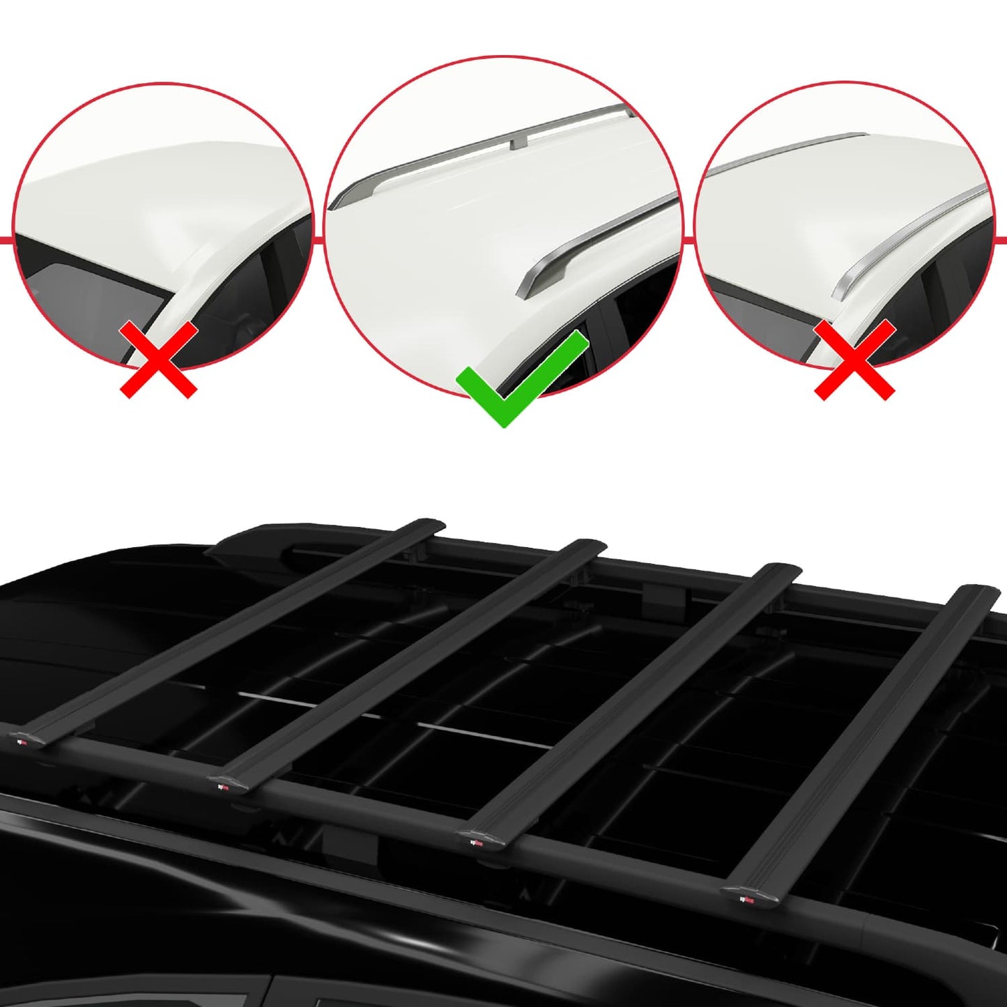 Kompatibel mit Ford Transit/Tourneo Connect 2 2014-2021 BASIC Model Relingträger Dachträger Auto Gepäckträger Schwarz Aluminium 4 Stangen