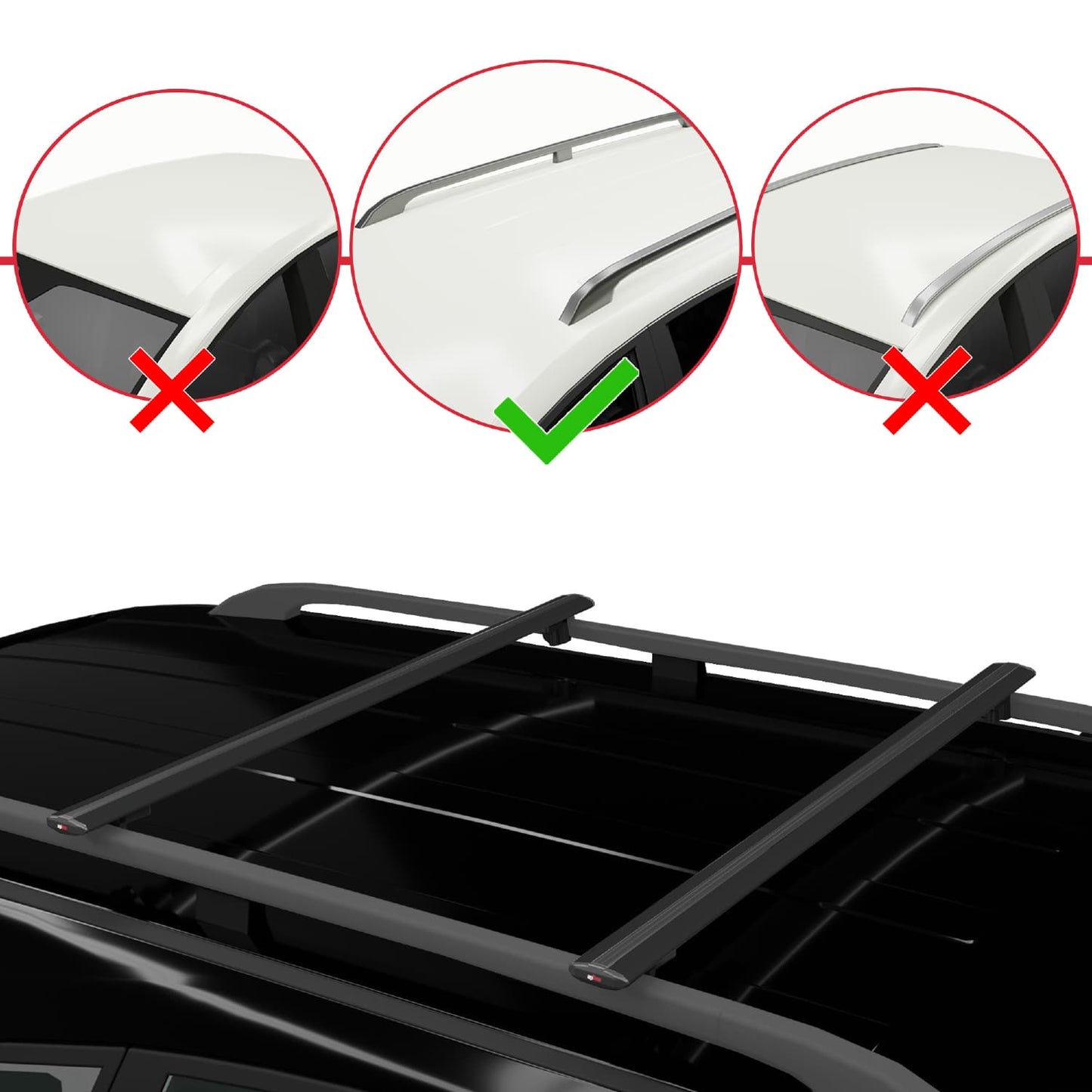 Compatible avec Jeep Grand Cherokee 2 (WJ) 1999-2004 BASIC Model Barres de Toit Railing Porte-Bagages de Voiture Noir Aluminium 2 Barres