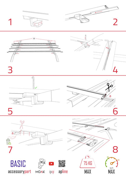 Compatible with Ford Transit/Tourneo Connect 2 2014-2021 BASIC Model Car Roof Rack Cross Bar Grey Aluminium 4 Bars