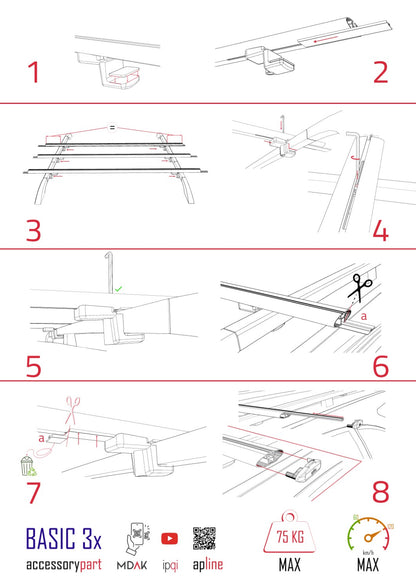 Compatible avec Toyota Highlander (XU40) 2008-2013 BASIC Model Barres de Toit Railing Porte-Bagages de Voiture Gris Aluminium 3 Barres
