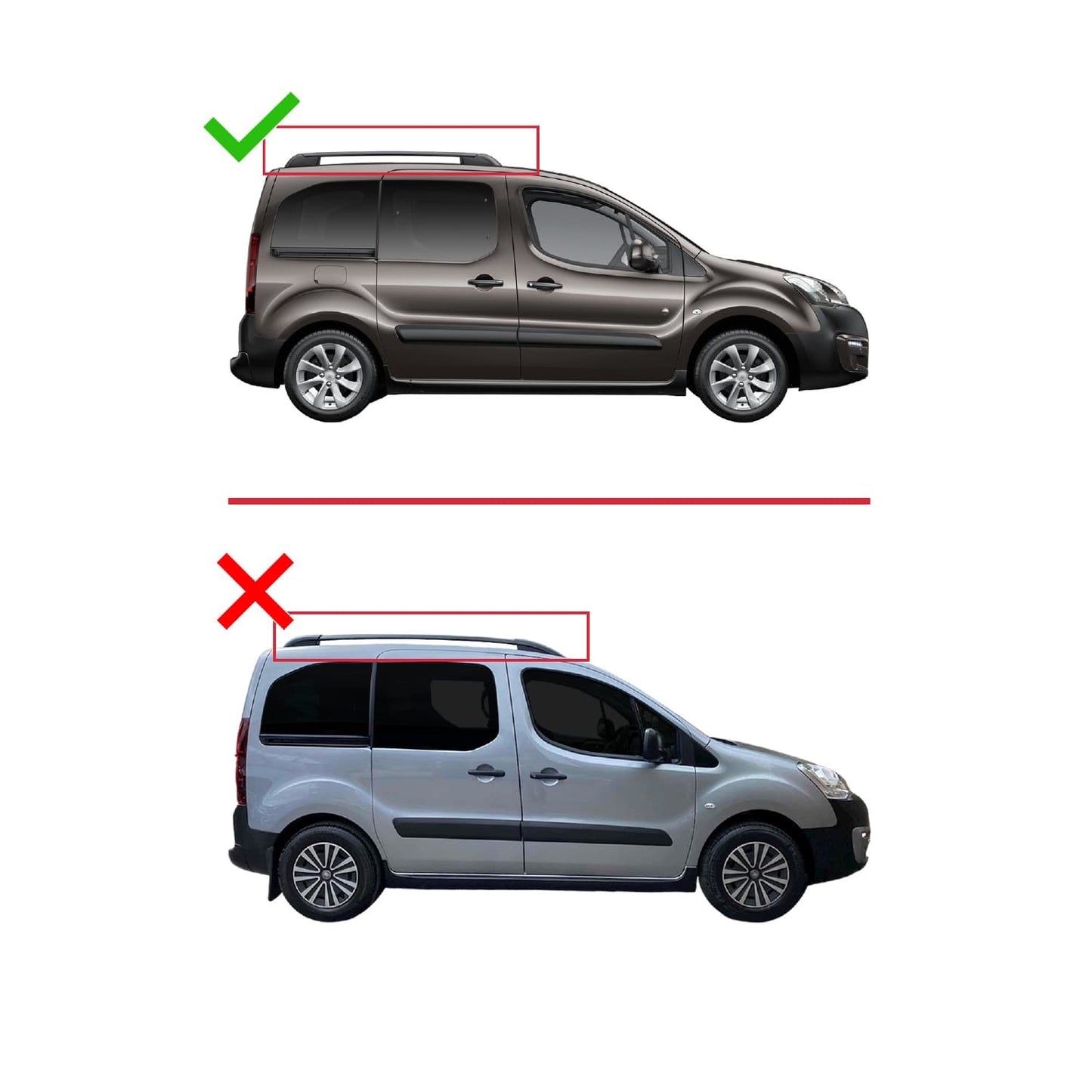 Compatible avec Citroen Berlingo 2 (B9) 2008-2018 BASIC Model Barres de Toit Railing Porte-Bagages de Voiture Noir Aluminium 2 Barres