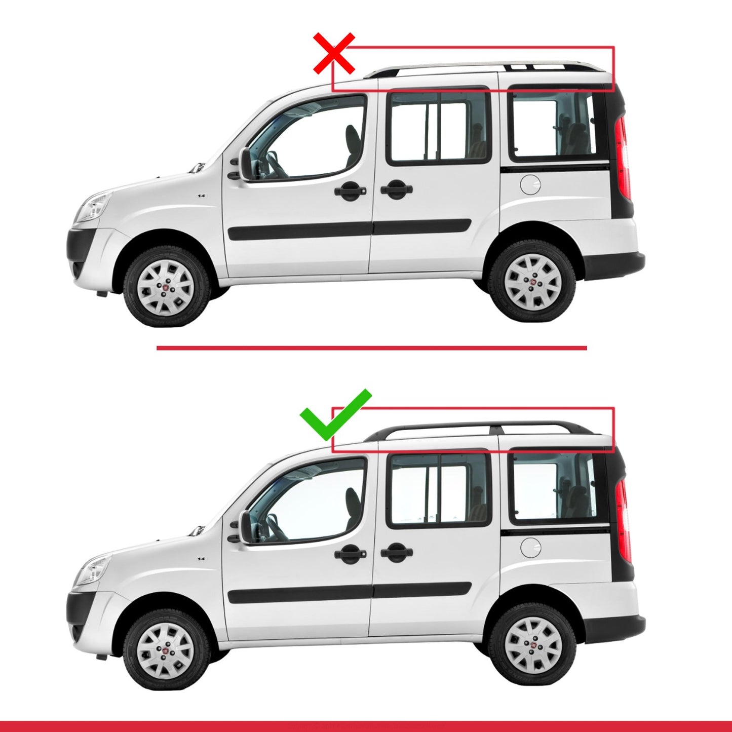 Compatible avec Fiat Doblo 2000-2009 V2 FLY Model Barres de Toit Railing Porte-Bagages de Voiture Noir Aluminium 3 Barres