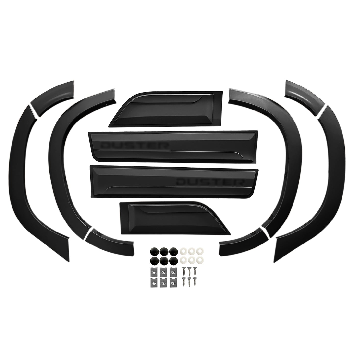 Kompatibel mit Dacia Duster 2018-2024 Radlaufschutz Stoßfängerschutz Kotflügel und Bodyguard Seitenschutz Auto Karosserieschutz Kit SCHWARZ