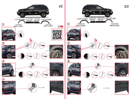 Kompatibel mit Dacia Duster 2018-2024 Radlaufschutz Stoßfängerschutz Kotflügel und Bodyguard Seitenschutz Auto Karosserieschutz Kit SCHWARZ