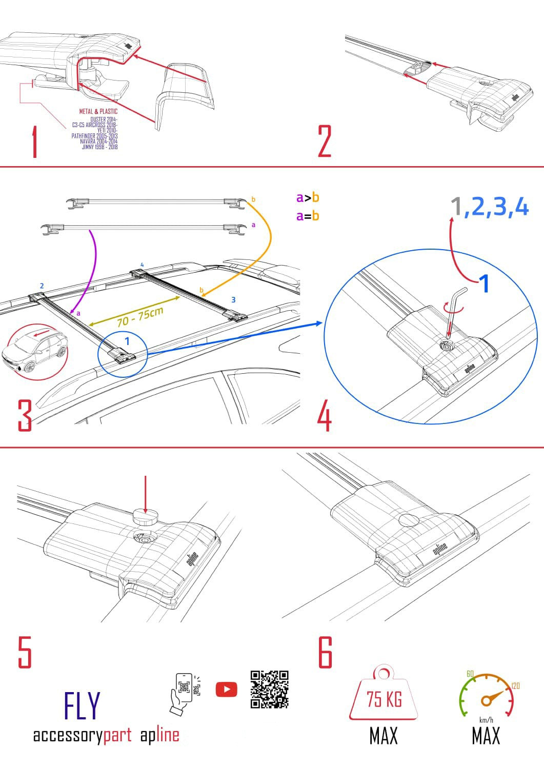 Compatible with Mitsubishi Airtrek 2001-2008 FLY Model Car Roof Rack Cross Bar Black Aluminium 2 Bars