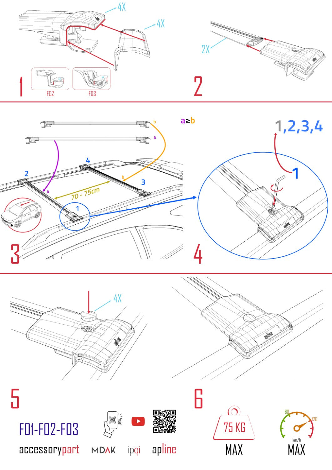 Kompatibel mit Great Wall Cannon 2019-2025 FLY Modell Dachgepäckträger, Reling, Gepäckträger, schwarzes Aluminium, 2 Stangen