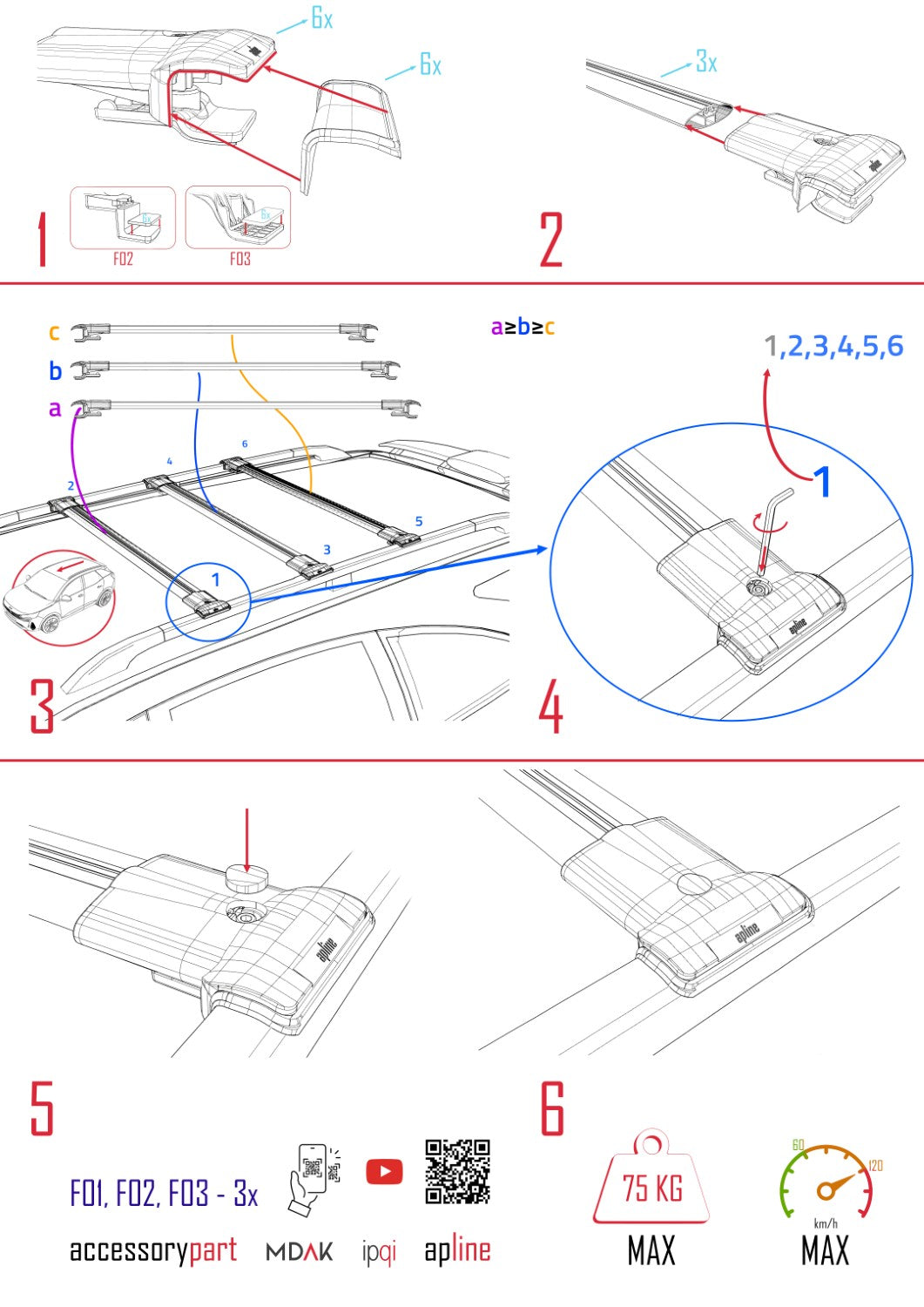 Kompatibel mit BMW X7 (G07) ​​2020-2025 FLY Modell Dachgepäckträger, graues Aluminium, 3-teilig
