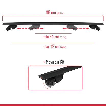 Kompatibel mit Hyundai Tucson 4 (NX4) 2022-2025 HOOK Model Relingträger Dachträger Auto Gepäckträger Schwarz Aluminium 2 Stangen