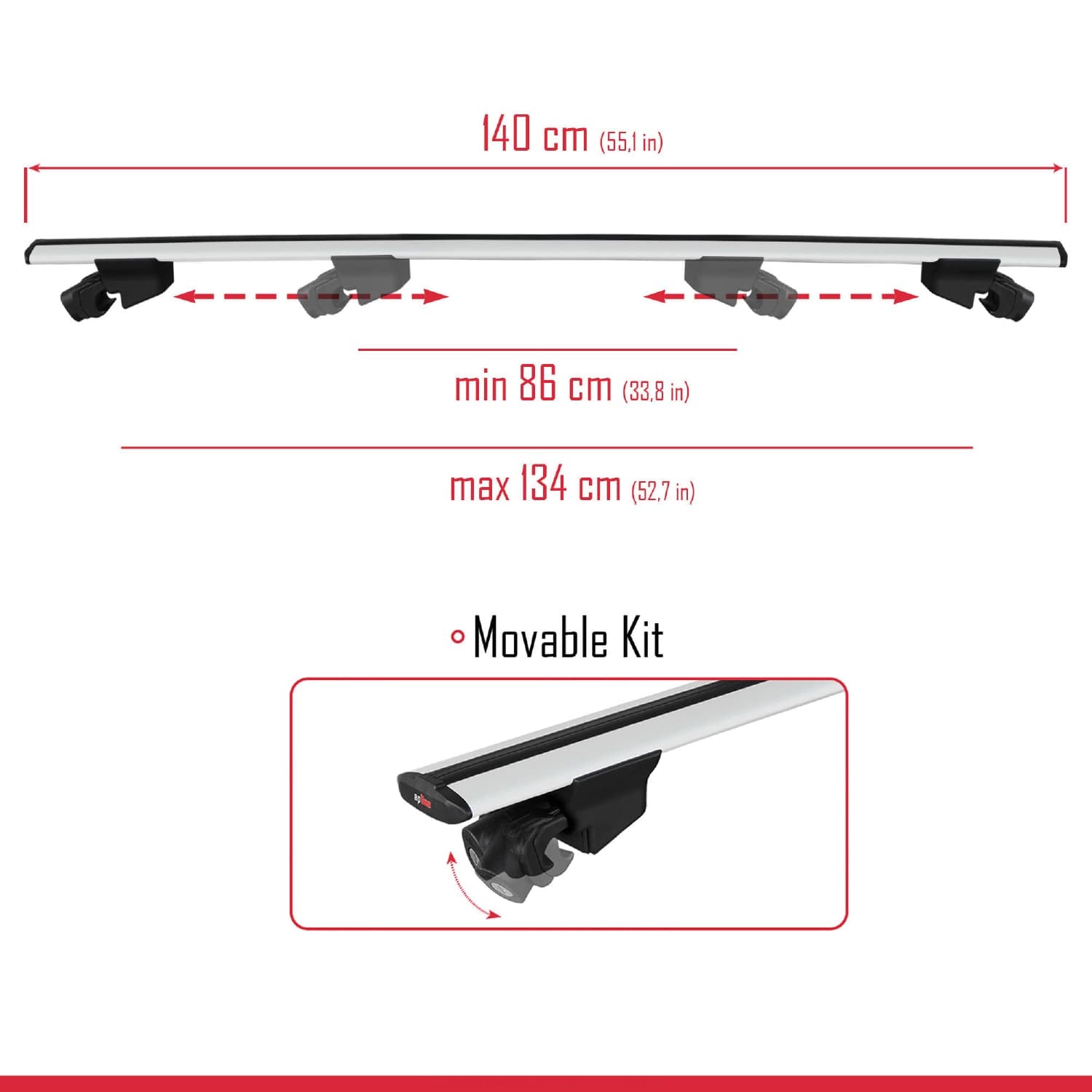 Compatible avec Kia Niro 2023-2024 HOOK Model Barres de Toit Railing Porte-Bagages de Voiture Gris Aluminium 2 Barres