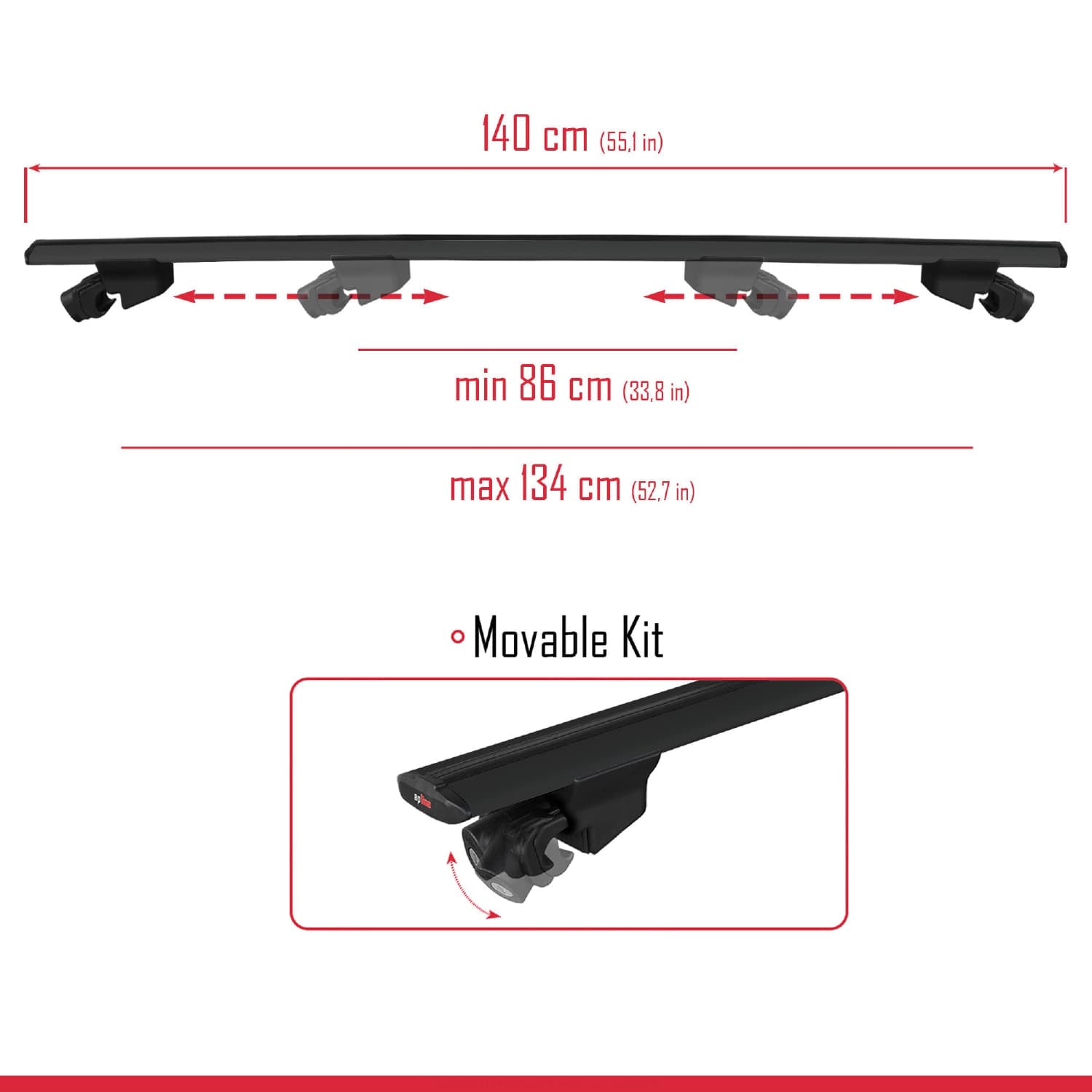 Compatible avec Kia Niro 2023-2024 HOOK Model Barres de Toit Railing Porte-Bagages de Voiture Noir Aluminium 2 Barres