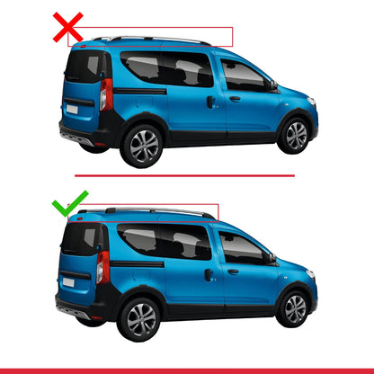 Compatible avec Dacia Dokker (K67) 2012-2024 V2 FLY Model Barres de Toit Railing Porte-Bagages de Voiture Noir Aluminium 3 Barres