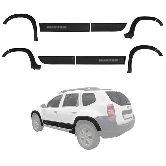 Compatibile con Dacia Duster (HS) 2010-2017 Protezione parafango, passaruota, paraurti, parafango e protezione laterale, kit di protezione per carrozzeria NERO