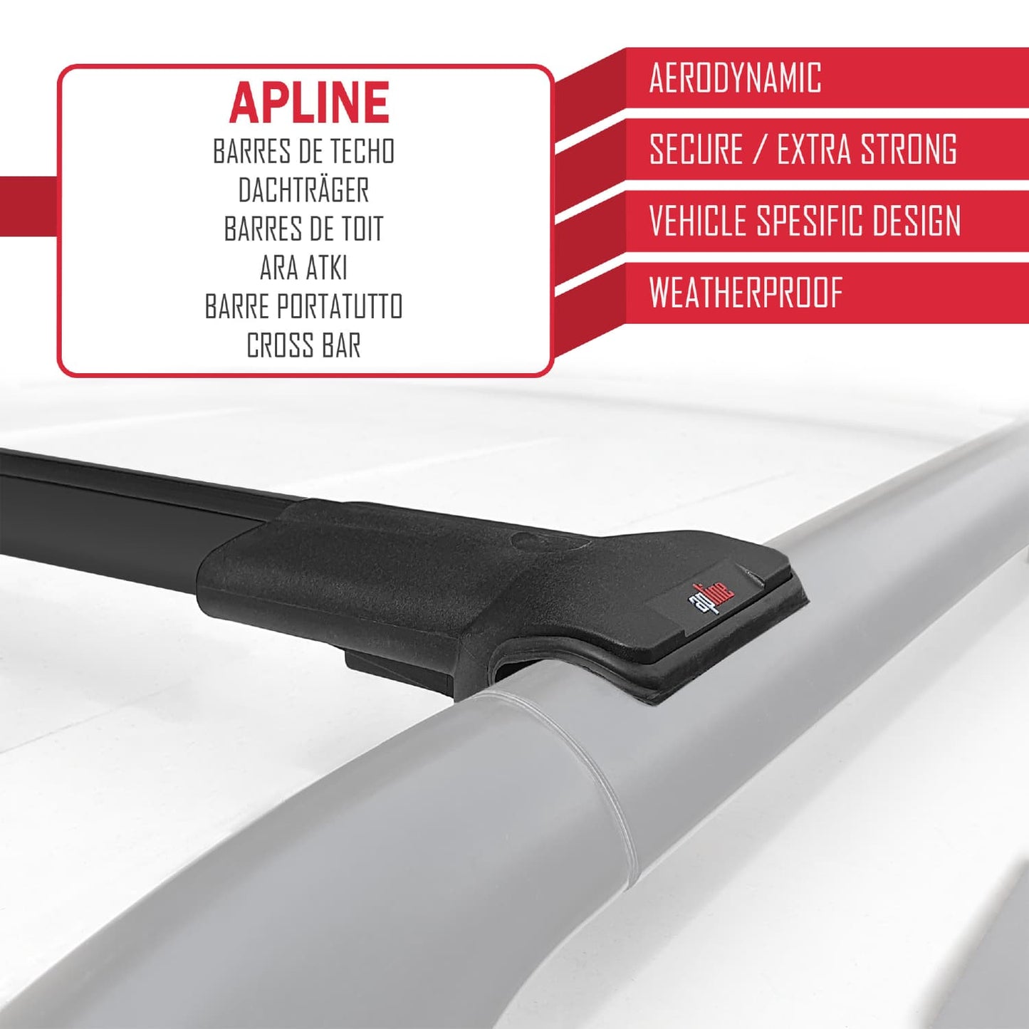 Compatible avec Fiat Sedici 2006-2015 FLY Model Barres de Toit Railing Porte-Bagages de Voiture Noir Aluminium 2 Barres